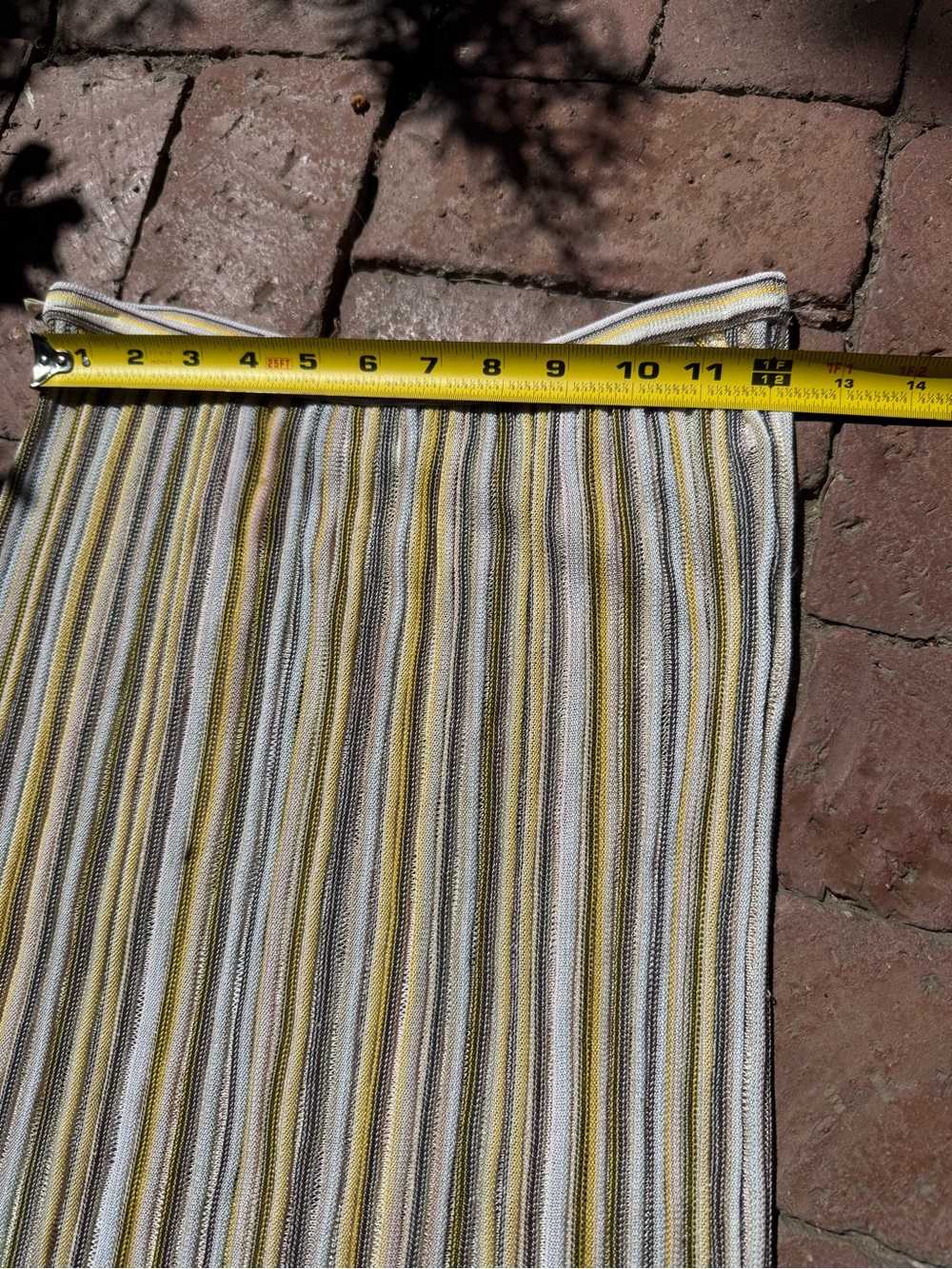 Missoni Vertical Stripe Knit Midi Skirt in Yellow, Cream and Gray - Picture 3 of 4